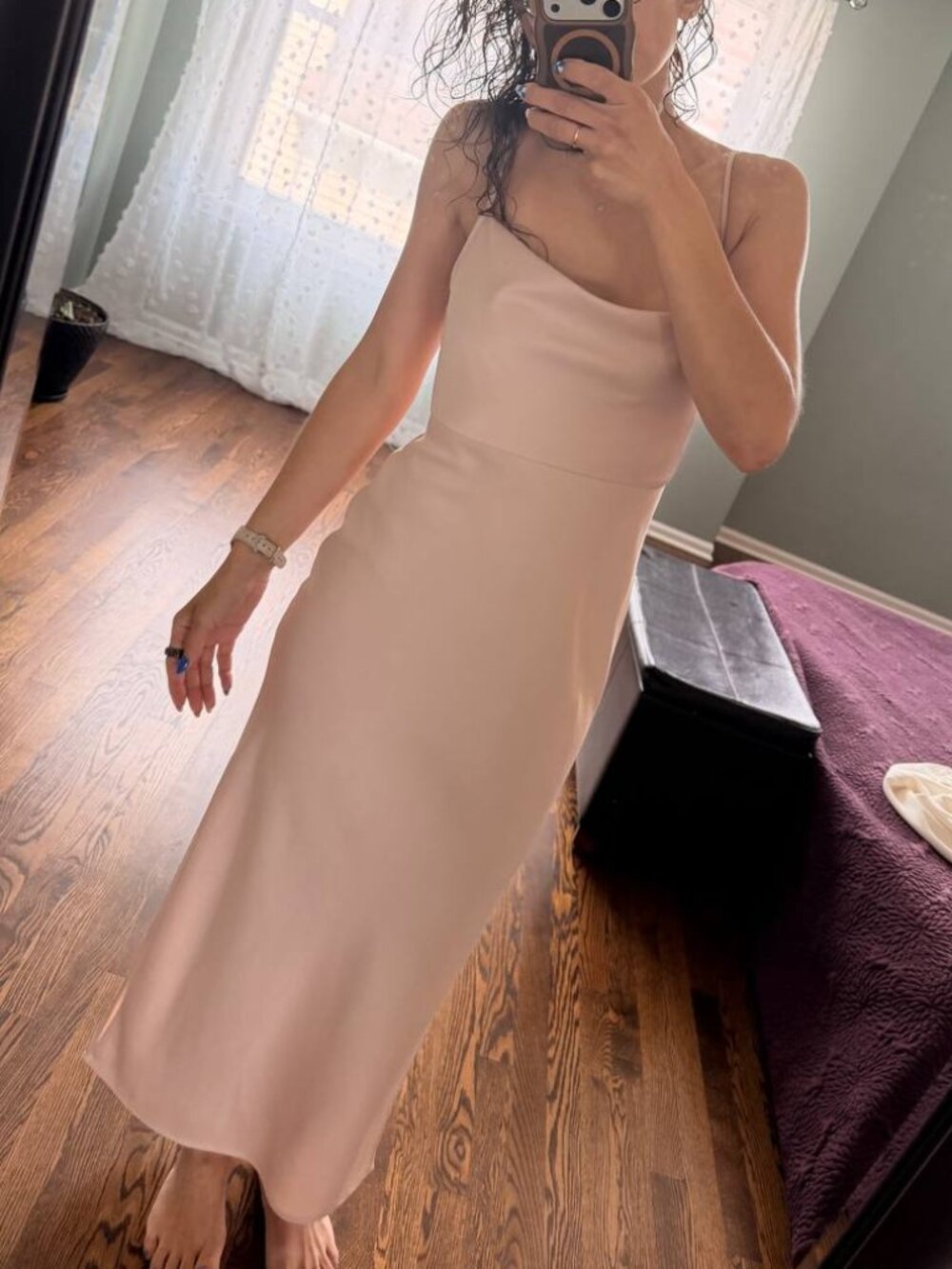 Sachin & Babi Blush Pink Satin Midi Slip Dress